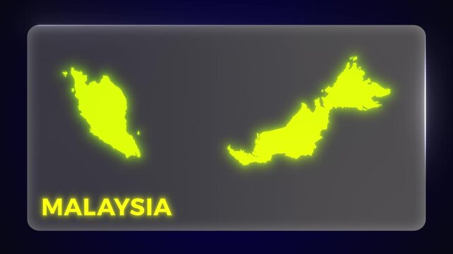 Peninsular East Malaysia Map Intro Outro Modern Template Glow Effect Explainer Documentary Style Animation 4K Video