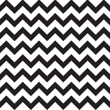 Seamless pattern of black and white chevron zig-zag lines, repeating horizontally and vertically also transparent background