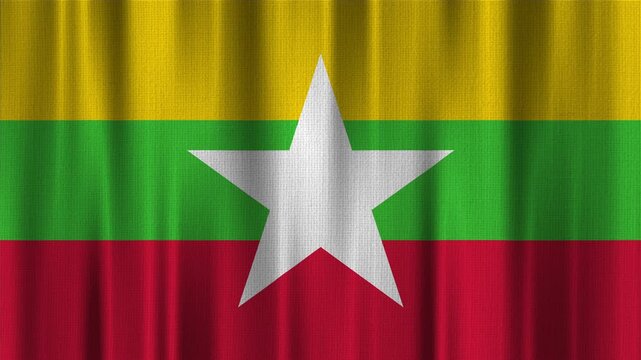 Myanmar Flag Animation With Fabric Texture