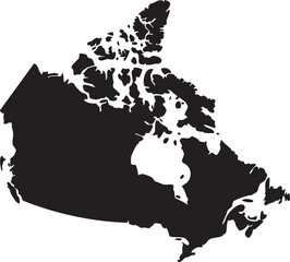 Black silhouette map of Canada a simple vector illustration representing the countrys geography for travel or national themes isolated on white © Faizan