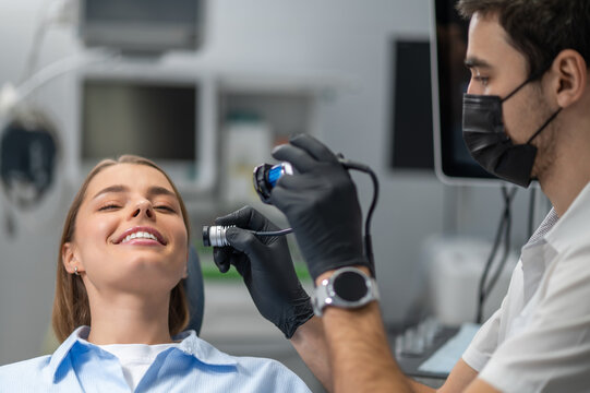 Intraoral camera diagnostic in process