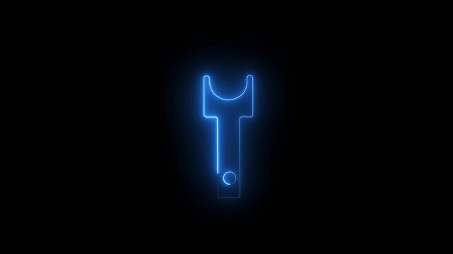 Spinning gears animation. Glowing neon blue color setting icon Technology setting icon Adjusting, service, setting,technical concepts. animation.4k motion video.