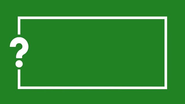 Rectangular quote mark graphic animation. Animated rectangular quote frame design for textual quotation, paraphrasing, or text spoken by on green background.4k motion video .