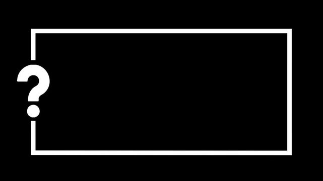 Rectangular quote mark graphic animation. Animated rectangular quote frame design for textual quotation, paraphrasing, or text spoken by on black background.4k motion video .