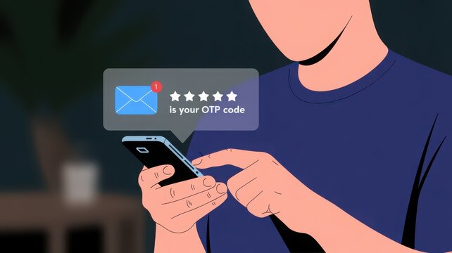Person entering otp code on smartphone