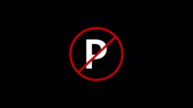 No parking icon of traffic safety animation,Red circle Loop able motion graphic  no parking sign  4k animation ontransparent background with alpha channel.