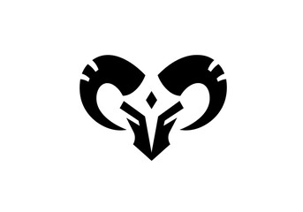 Minimalist black ram head logo on white background © sri