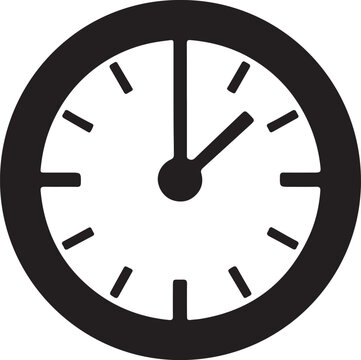 Minimalist clock icon showing time with bold hands isolated design example