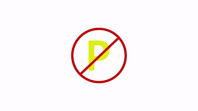 No parking icon of traffic safety animation,Red circle Loop able motion graphic  no parking sign  4k animation ontransparent background with alpha channel.