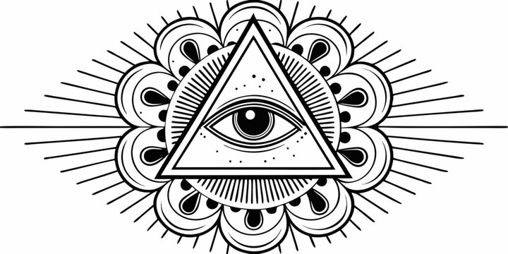 eye of providence illustration with ornate floral background