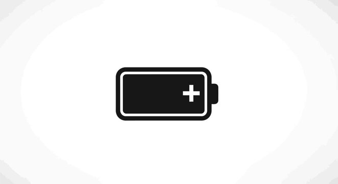 Battery Icon with Plus Sign.