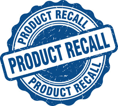 Product recall blue grunge stamp isolated on white background, safety and consumer protection
