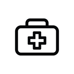 Fototapeta premium Medical First Aid Kit Icon - Minimalist Emergency Doctor Briefcase Vector Illustration