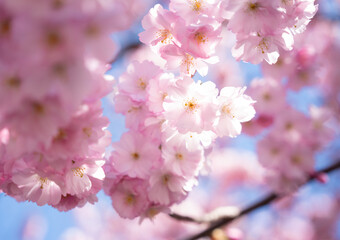 Naklejka premium Gorgeous cherry blossoms on a sunny spring day