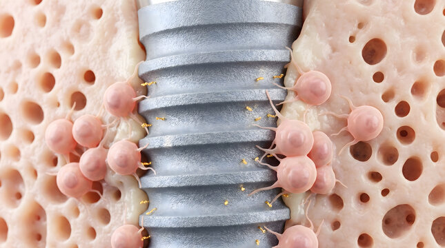 3D dental implant osseointegration bone tissue cell biology medical science