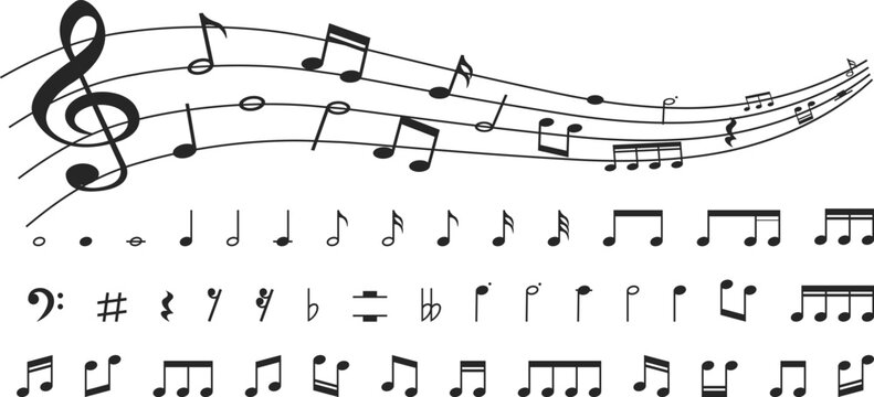 Collection of Music notes. Musical key signs.