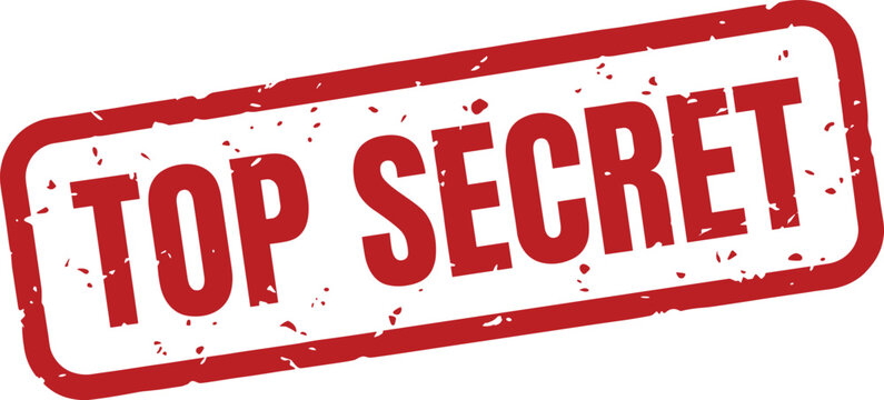 Top secret red stamp for confidential documents and classified information