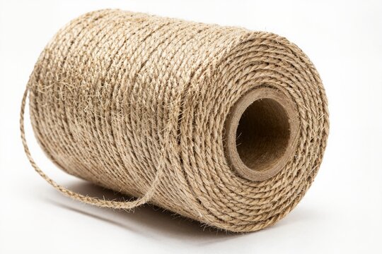 Rustic Jute Twine Roll on White Background
