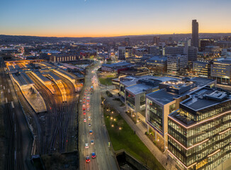 Fototapeta premium Sheffield City Centre Cityscape Skyline. Urban Architecture Buildings and Streets, Sheffield South Yorkshire, England