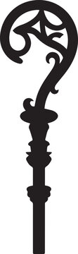 Crosier staff religious symbol bishop pastoral staff. logo Vector Black silhouettes