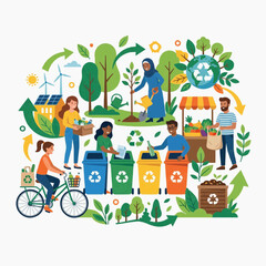 Fototapeta premium People practicing eco friendly activities