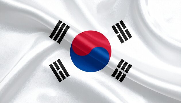 South Korea national flag Taegukgi with yin-yang and trigrams