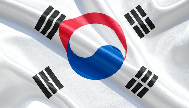 South Korea national flag Taegukgi with yin-yang and trigrams