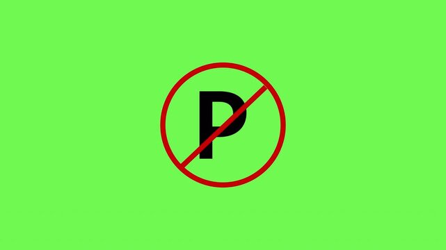 No parking icon of traffic safety animation,Red circle Loop able motion graphic  no parking sign  4k animation ontransparent background with alpha channel.