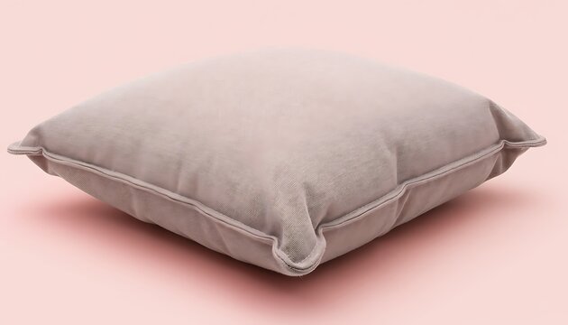 Soft beige square pillow isolated on a solid color backdrop for design