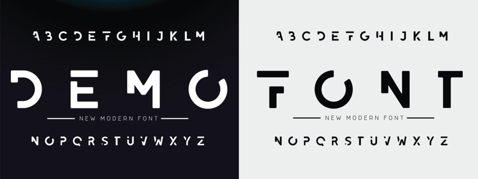 DEMO FONT Abstract modern urban alphabet fonts. Typography sport, technology, fashion, digital, future creative logo font. vector illustration