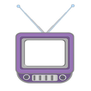 Vintage electronic box tv receiver isolated on plain white background