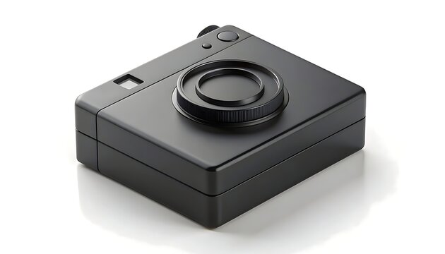 Modern black camera isolated on white background for photography concepts
