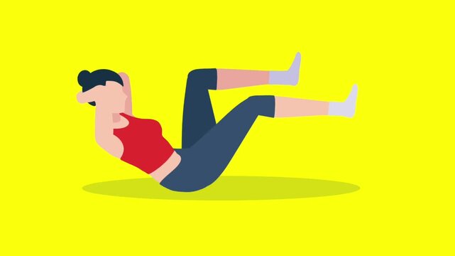 Woman Doing Bicycle Crunch Exercise Illustration