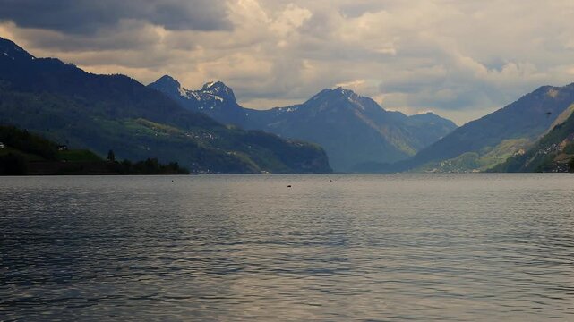 the walensee lake in switzerland in spring 4k video