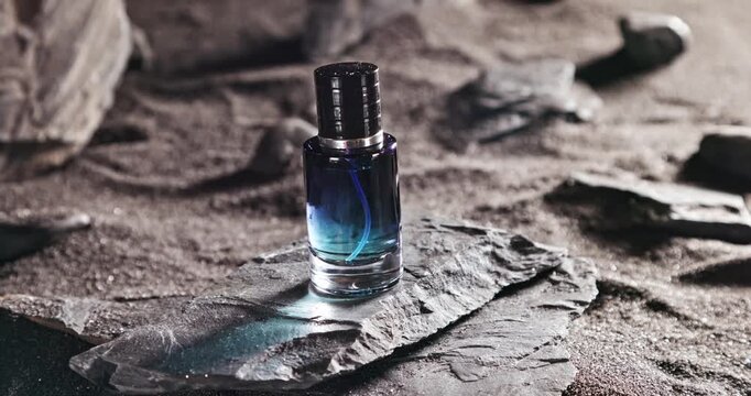 Intense blue perfume in environment rocks and volcanic sand.