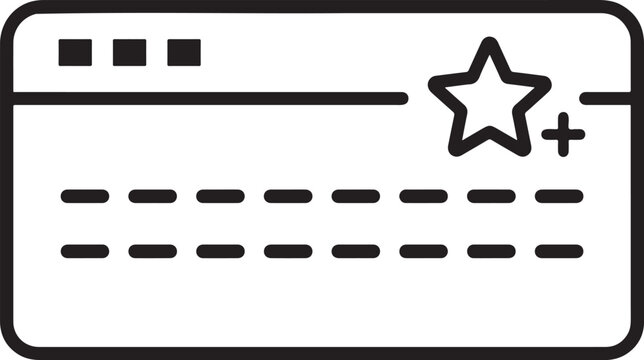 Web Browser Add to Favorites Icon, Website Bookmark with Plus Sign Vector Line Art, Internet Page Star Symbol
