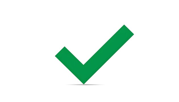 Green check mark symbol isolated on white background for approval and validation