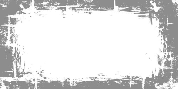 Distressed rectangular frame with rough edges and grunge texture for vintage photo borders and artistic graphic design projects isolated on white background
