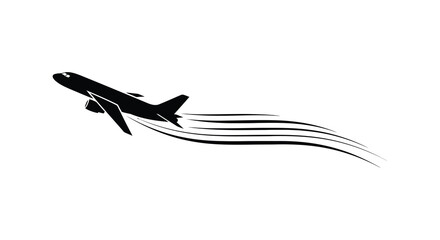 Airplane silhouette with speed lines against a white background silhouette high quality professional detailed modern elegant stylish clean crisp vibrant colorful © Creativekhairul02