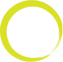 Fototapeta premium Hand painted brush stroke lime green circle sign texture on white background creative yellow green round frame symbol vector illustration