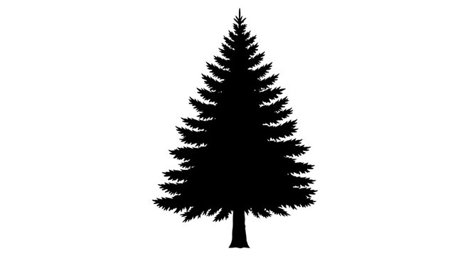 Pine tree, black silhouette, evergreen icon, forest symbol, tree logo