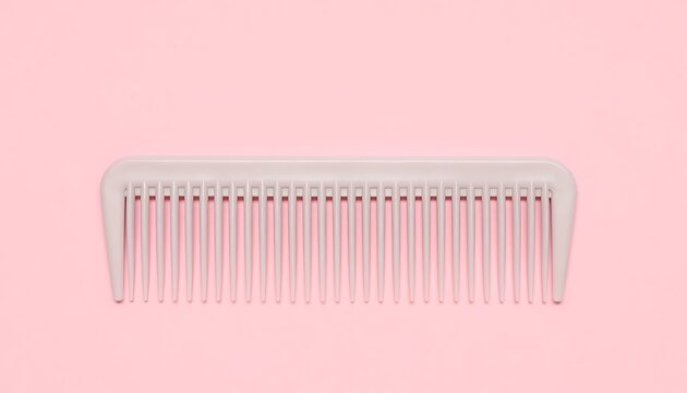 White comb on a pastel pink background grooming and beauty concept