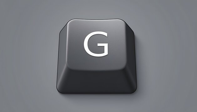 Close up of a black computer key with the letter g on a gray background