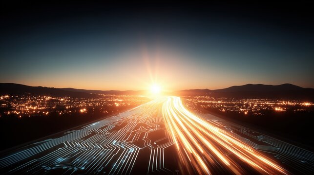 Fast-moving future economy concept, AI acceleration and workforce shift