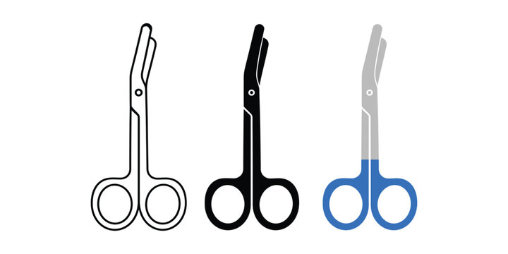Three medical scissors in different styles with scissors surgical instrument equipment medicine healthcare