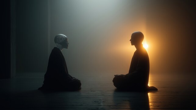 Indoor Zen Meditation with Humanoid Robot, Human and AI Spiritual Practice