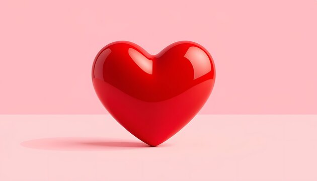 Vibrant red heart on pink background symbol of love and affection