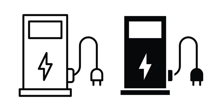 Charging station icon set. Vector eps10