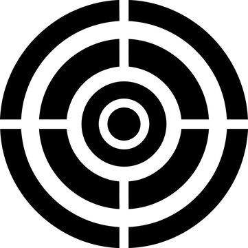 Black and white target symbol icon.