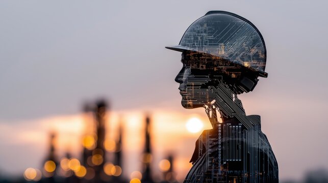 Generative design and parametric architecture concept with digital twin blueprint, smart construction and optimization